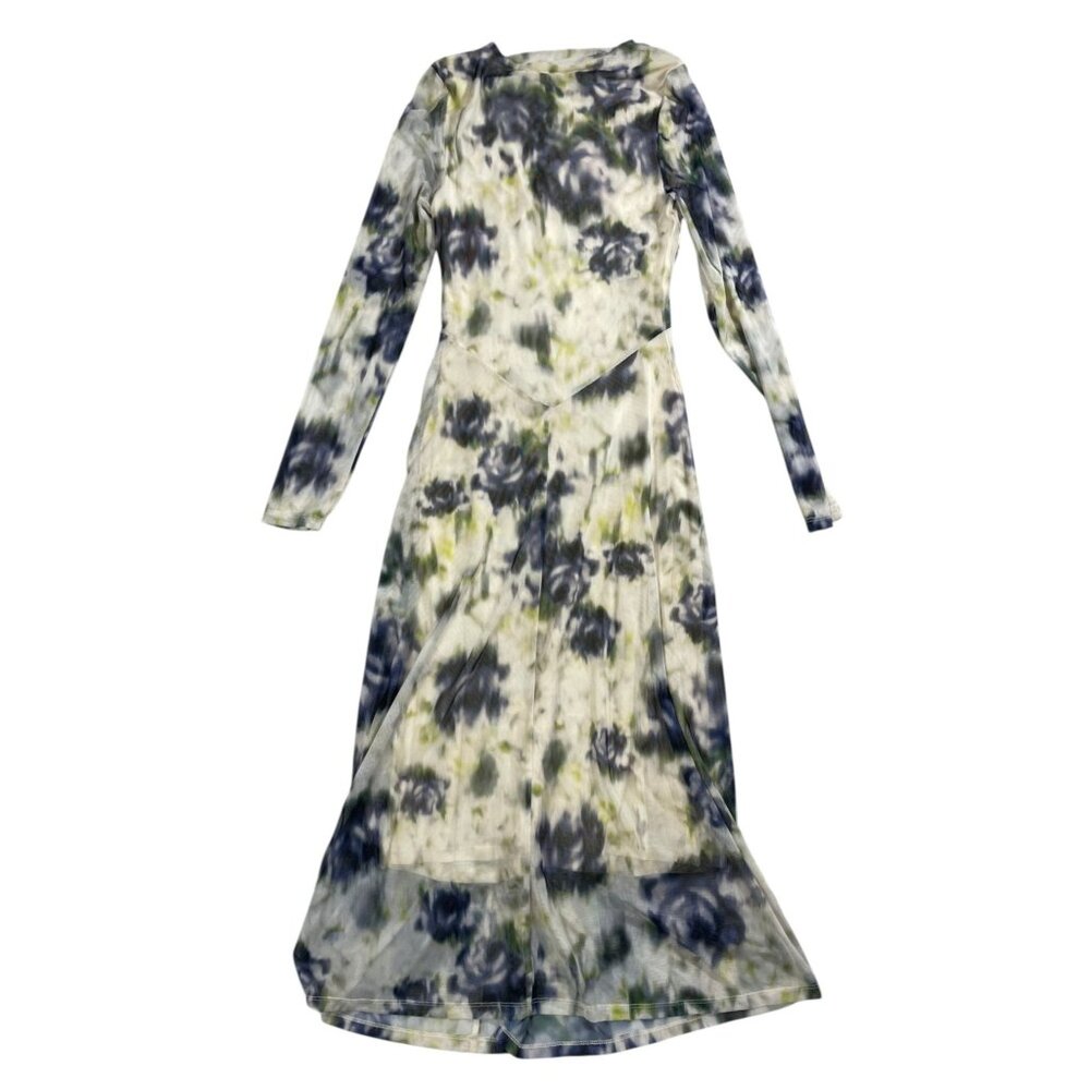 NWT Anthropologie Sarah Hann Iris Mesh Dress Tie Yellow Blue White Tie Dye SZ S - Picture 3 of 11